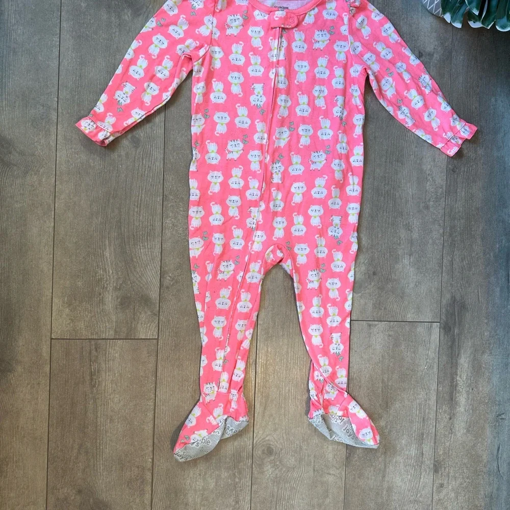 Carter’s Cat Zip Footie Ruffle Butt Pajamas 24 Months Baby Toddler Girl - Picture 4 of 12